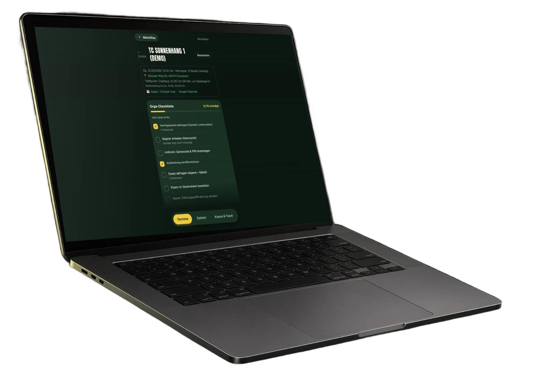 MatchDay auf dem Laptop: Spieltag mit Orga-Checkliste